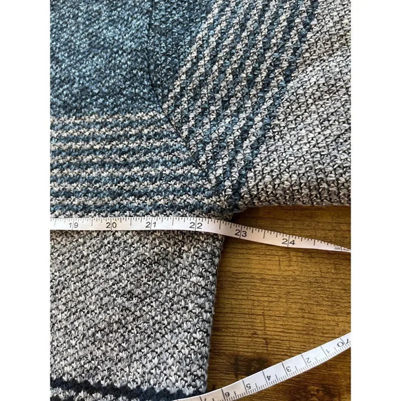 Mens Blue Color block Striped Fleece-Lined Full Zipper Jacket Hooded - Picture 3 of 11